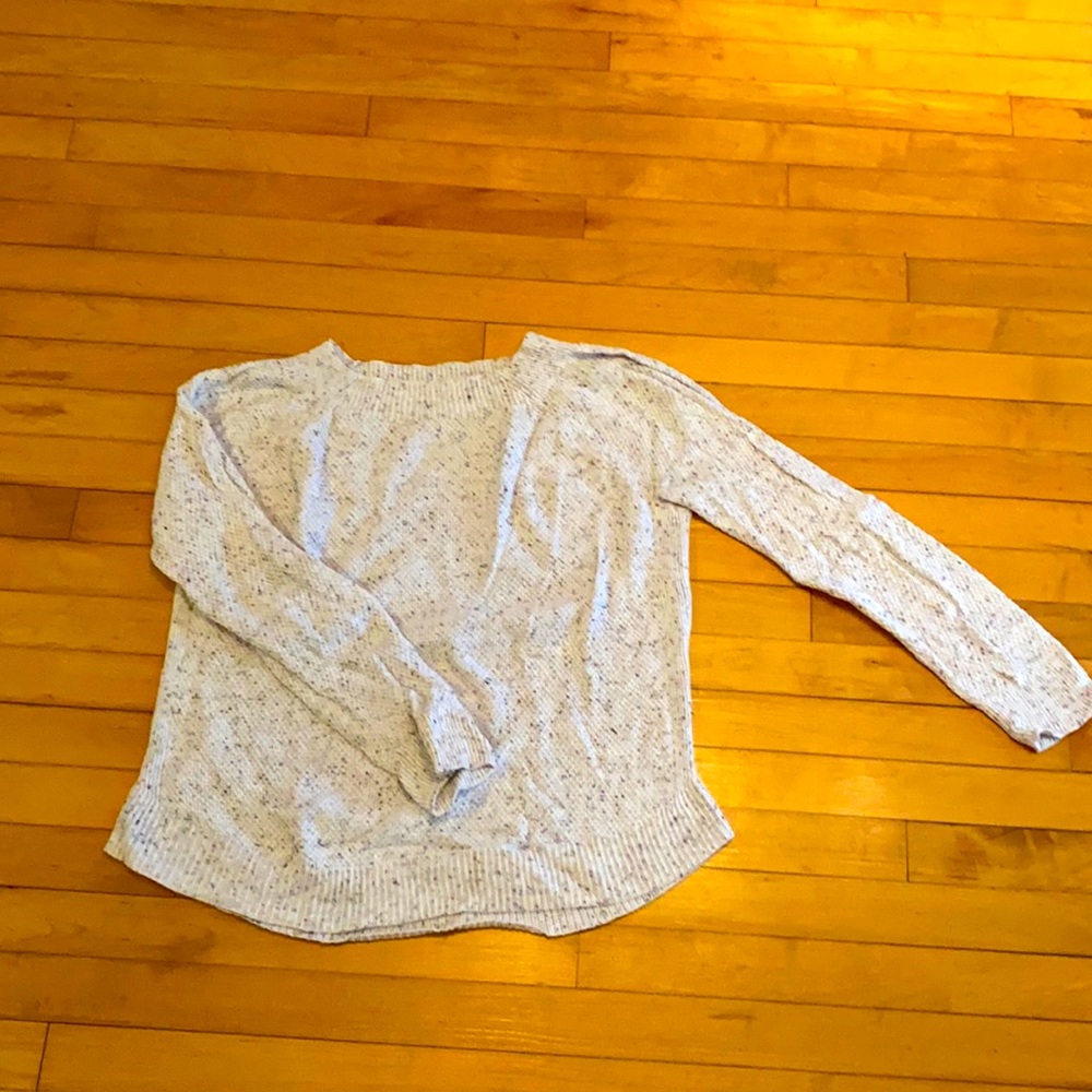 Loft Outlet Cream Flecked Boatneck Sweater Size L